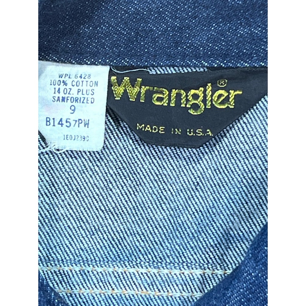 Wrangler Vintage Denim Trucker Jacket Made in USA Blue Cotton B1457PW Size 9 - Picture 3 of 11